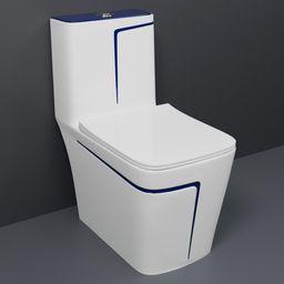 d o t C/T02 Premium Quality White commode with Blue Finishing Line and Round Flush Button Western Commode-picture-41
