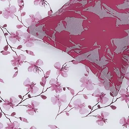 Moca By Monte Carlo Off White & Pink Floral 104 TC 2 Queen Bedsheet with 4 Pillow Covers image 3