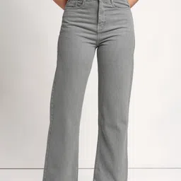 Women Loose Fit High Rise Silver Jeans-image-8