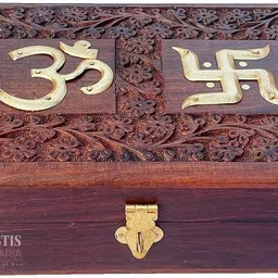 leeuw dier Wooden OM Box for Good Luck| Jewellery Box| Handmade Case| (10X6, Pious Galaxy) Cash Box-picture-12