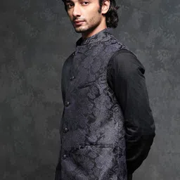 RARE RABBIT Men Colac Slim Fit Floral Printed Nehru Jackets image 4