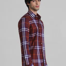 Jack & Jones Men Red Slim Fit Tartan Checks Opaque Checked Casual Shirt image 3
