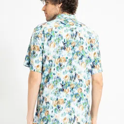 Banana Club Classic Abstract Printed Spread Collar Curved Slim Fit Casual Shirt image 3