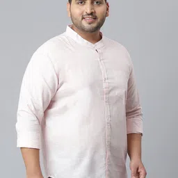 Instafab Plus Men Pink Classic Opaque Casual Shirt image 5