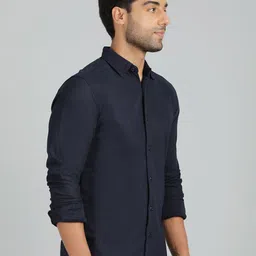 JADE BLUE Men Slim Fit Spread Collar Solid Casual Shirt image 5