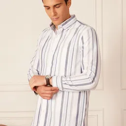 DENNISON Smart Striped Button-Down Collar Casual Shirt image 3