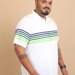 HIGHLANDER Plus Size Horizontal Stripes Cotton Casual Shirt image 2