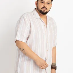 UNSIZED Comfort Striped Mandarin Collar Casual Shirt image 3