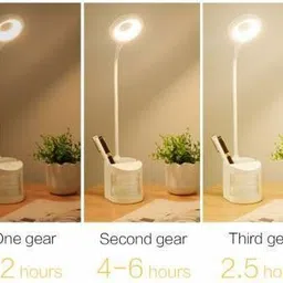 akr e LED Table Lamp Desk Light Bedside Desk Lamp Bedroom Desk Lamp For Student Reading Night Light Mobile Phone & Pen Holder Study Lamp (60 cm, White) Table Lamp image 2