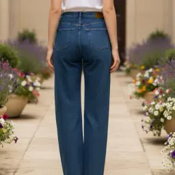 Shein High Rise Fly With Button Closure Light Wash Jeans image 3