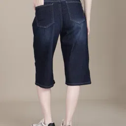 Shein Knee Length Denim Shorts With Pockets image 3