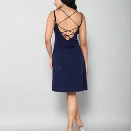 Shein Boat Neck A-Line Dress with Criss-Cross Back Tie-Up image 3