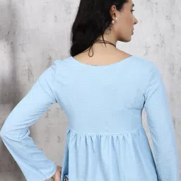 Shein Square Neck Bell Sleeves Textured Peplum Top image 3