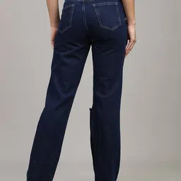 Shein Full Length Distressed Straight Jeans With Pockets image 3