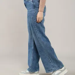 lee cooper Women Mid-Wash High-Rise Wide-Leg Jeans image 3