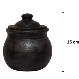 kuyavar Earthenware Storage Bowl | Curd Pot with Lid | Double-Baked | 600 ml | Black Finish | image 3