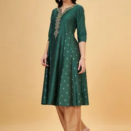 RANGMANCH BY PANTALOONS Ethnic Motifs Embroidered Sequinned A-Line Kurta image 4