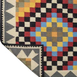 imperial knots Multicolor Wool Abstract 96 x 60 Inches Hand Woven Dhurrie image 5