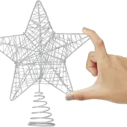 vital creation New_Snow White Glittery Tree Toppers with Light for (9 inch Height) Tree-XMAS Hanging Ornaments Pack of 1 image 5