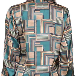 dormio Women Regular Fit Checkered, Geometric Print Button Down Collar Formal Shirt image 2
