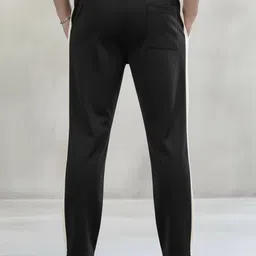 vontade Men Solid, Striped Black Track Pants image 3