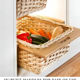 habereindia Modular Kitchen Wicker Basket | Wicker Basket | Pullout Partition Basket For Modular Kitchen | Onion Storage Basket With Channel (22.5 W x 20 L x 6 H) image 5