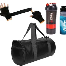 true indian 20 L Gym Duffel Bag - Gym Duffle Bag Black Leather Bag Shaker Bottle Sipper Gym Gloves with Long Strap - Red-picture-23