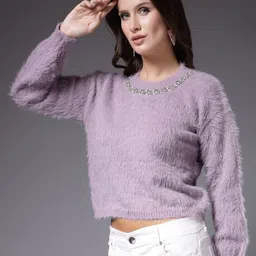 Mafadeny Embellished Detail Cropped Pullover image 3