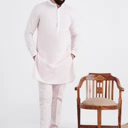 MR BUTTON Men Pure Cotton Kurta with Trousers image 3