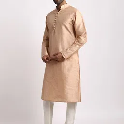Streaks & Crosses Checked Mandarin Collar Kurta with Churidar image 3