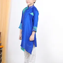 here&now x kinder kids Kinder Kids Boys Blue Pure Cotton Kurta with Pyjamas image 3