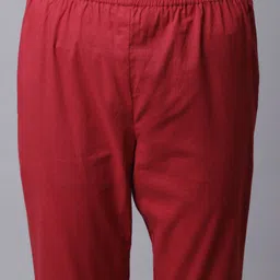 Rajnandini Women Maroon Floral Embroidered Sequinned Pure Cotton Kurta with Trousers & With Dupatta image 3