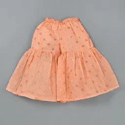 Rangpur Girls Ethnic Motifs Printed Gotta Patti Regular Pure Cotton Kurti with Sharara image 3