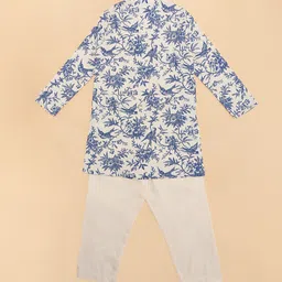 indus route by Pantaloons Boys Floral Printed Straight Pure Cotton Kurta With Pyjamas image 3