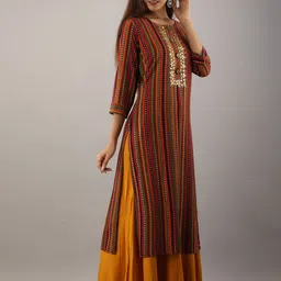 KALINI Geometric Printed Regular Gotta Patti Kurta With Palazzos image 5