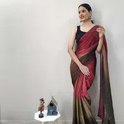 Mitera Red Ombre Dyed Ready To Wear Saree image 3