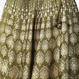 Biba Olive Green & Gold-Toned Printed Lehenga Choli With Dupatta image 3