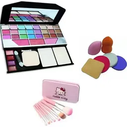 6155 makeup kit + 7 pink brush with stronge box 6 in 1 make up puff sponges-image-69