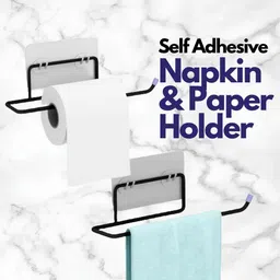 xtend Self Adhesive Toilet, Tissue Paper Roll Towel Holder for Bathroom (Black) 2pcs Steel Toilet Paper Holder image 3