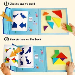 trusmile Tangram Travel Game Magnetic Puzzle Book Game Tangrams Jigsaw Shapes Dissection image 4