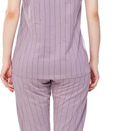 zeyo Women Shirt & Pyjama set Purple Striped image 4