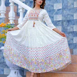 af asha fabrics Women Embroidered Viscose Rayon Anarkali Kurta-picture-25
