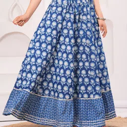 clothy n wave Women Printed Flared Blue Skirt image 3