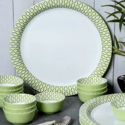 servewell Pack of 18 Melamin Buffet Set Twin Rnd - Grassland Dinner Set-picture-11