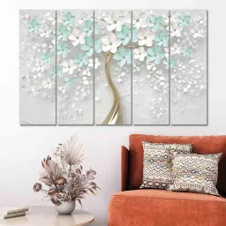 random Jasmine Multicolour MDF (Set of 5) Art Panels image 1