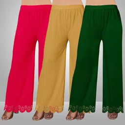 kiran impex Pack of 3 Women Straight Fit Multicolor Lycra Blend Trousers image 1