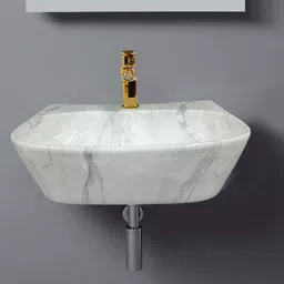 clayramic Premium Designer Ceramic(2 In 1)Wash basin With WastePipe & Coupling(M-Dd2-1008) (16x12x5)(M-DD2-1008) Wall Hung Basin-picture-34