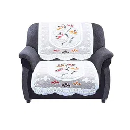 Kuber Industries White & Yellow 7 Pieces Cotton 5 Seater Sofa Covers image 3