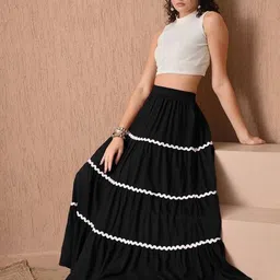 reswal enterprises Women Solid Tiered Purple Skirt-picture-15