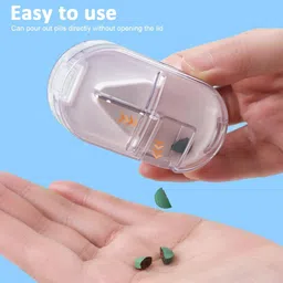 elephantboat 3 in 1 Portable Pill Storage Organizer with Medicine Box and Pill Tablet Cutter Portable Medicine Organizer Box with Cutter for Tablets Manual Pill Splitter/Crusher image 5